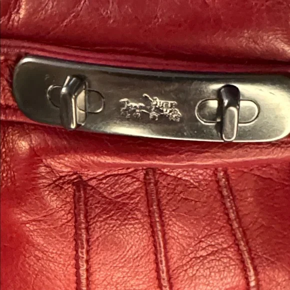 Coach red leather gloves 6.5 - Picture 3 of 4
